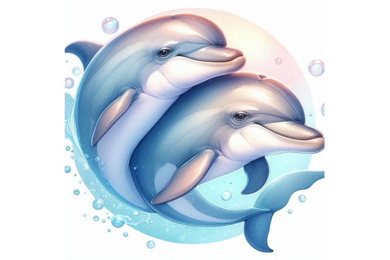 watercolor-pair-of-lovely-dolphins