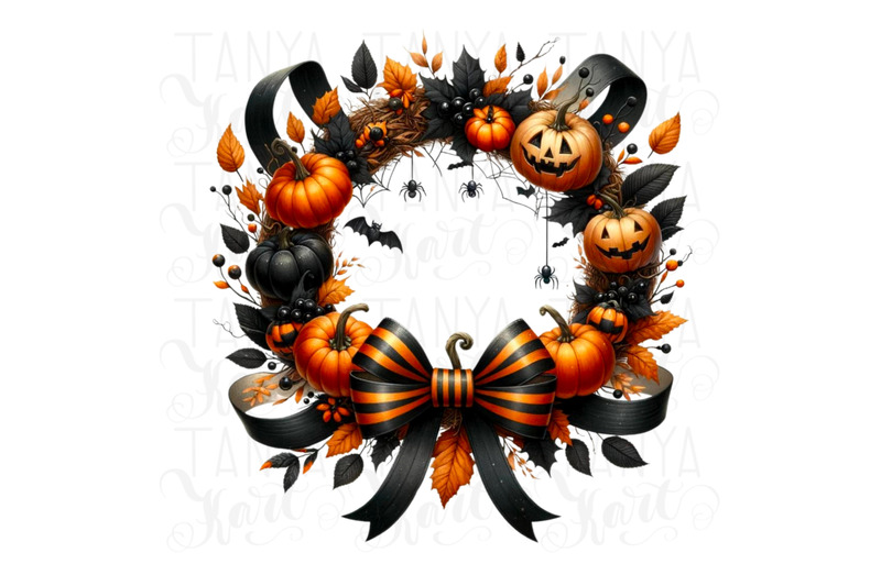 halloween-wreath-sublimation-print-png-digital-download-trick-or-tre