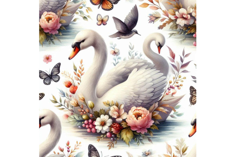 watercolor-swan-lake-seamless-pattern-beautiful-birds-with-flower