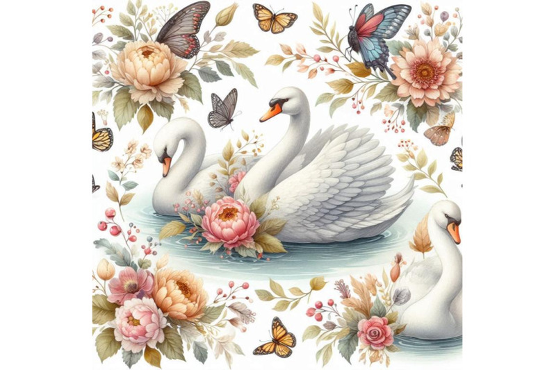 watercolor-swan-lake-seamless-pattern-beautiful-birds-with-flower