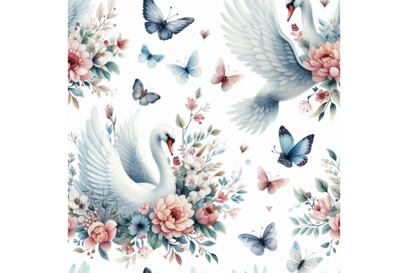 watercolor-swan-lake-seamless-pattern-beautiful-birds-with-flower