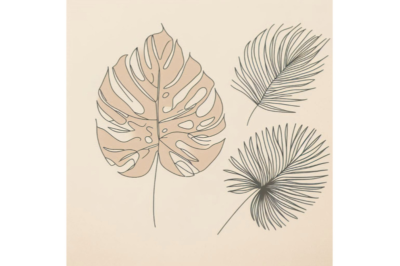 minimal-tropical-art-tropical-monstera-leaves-si