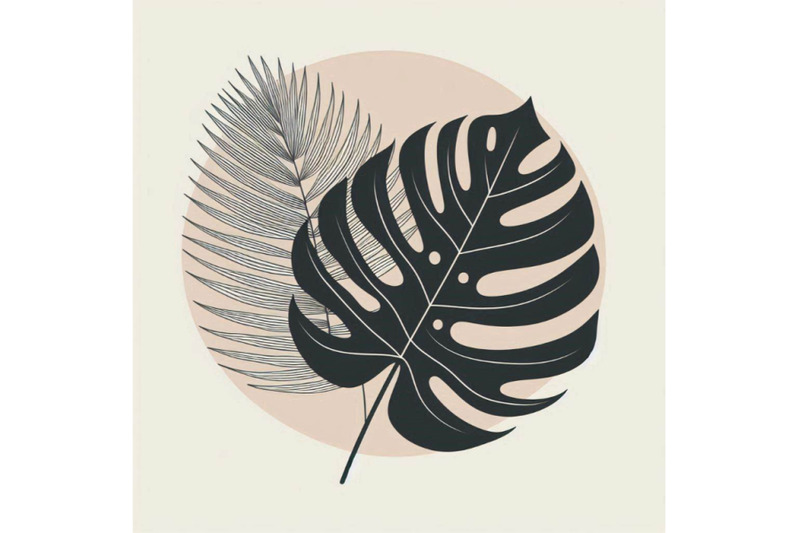 minimal-tropical-art-tropical-monstera-leaves-si