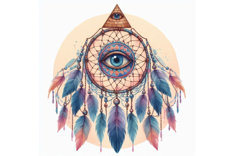 watercolor-ethnic-dream-catcher-with-all-seeing