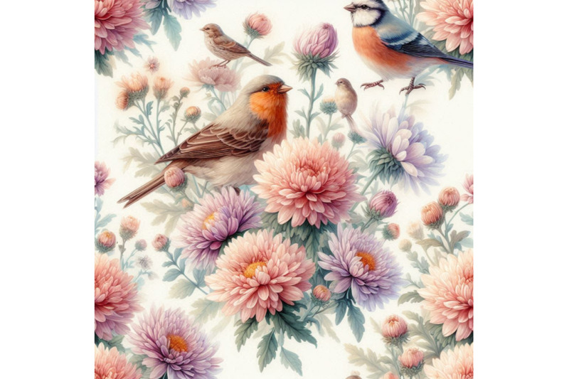 watercolor-asters-and-birds-seamless-pattern