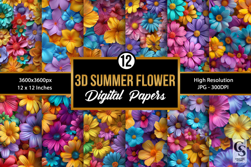 summer-3d-flowers-seamless-patterns