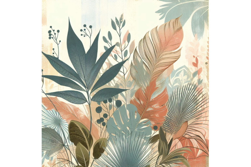 modern-illustration-with-tropical-leaves-rough-grunge-tex