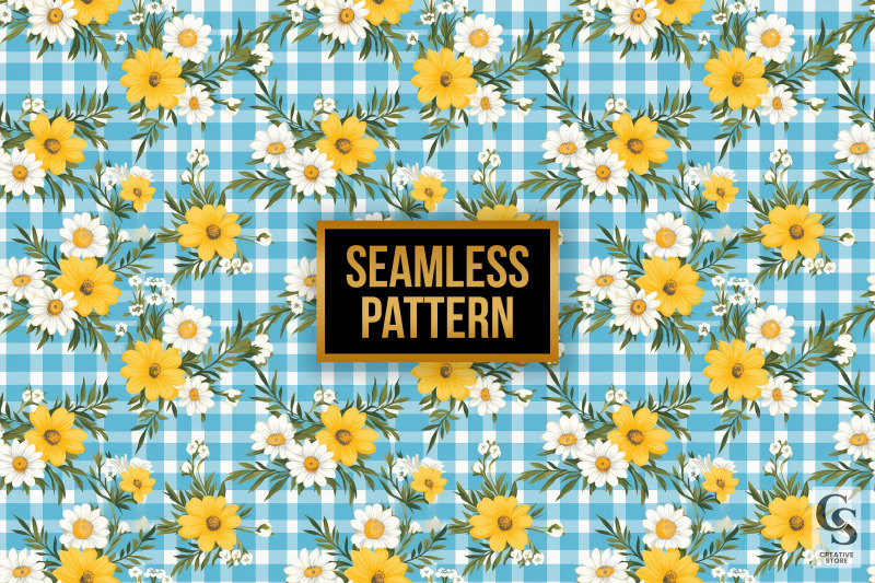 summer-gingham-flowers-digital-papers