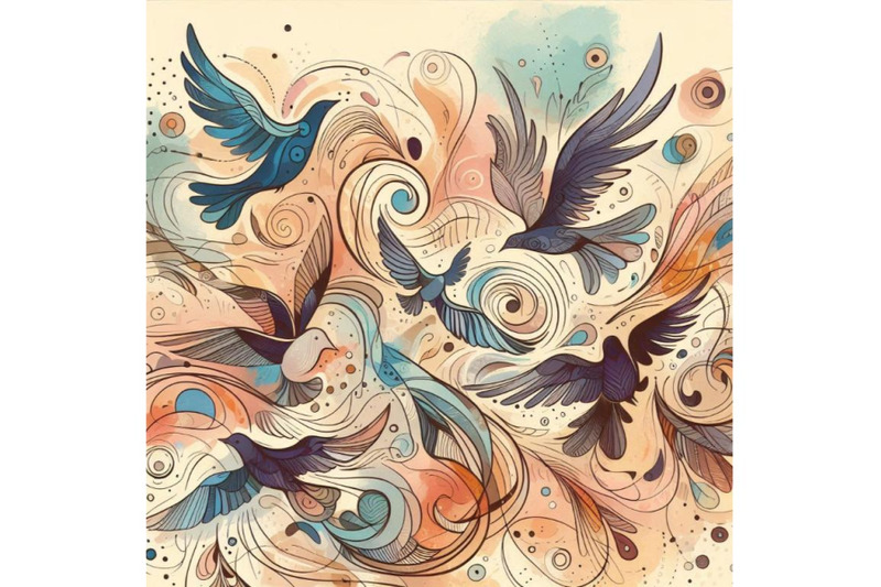 artistic-watercolor-background-flying-bird-silho