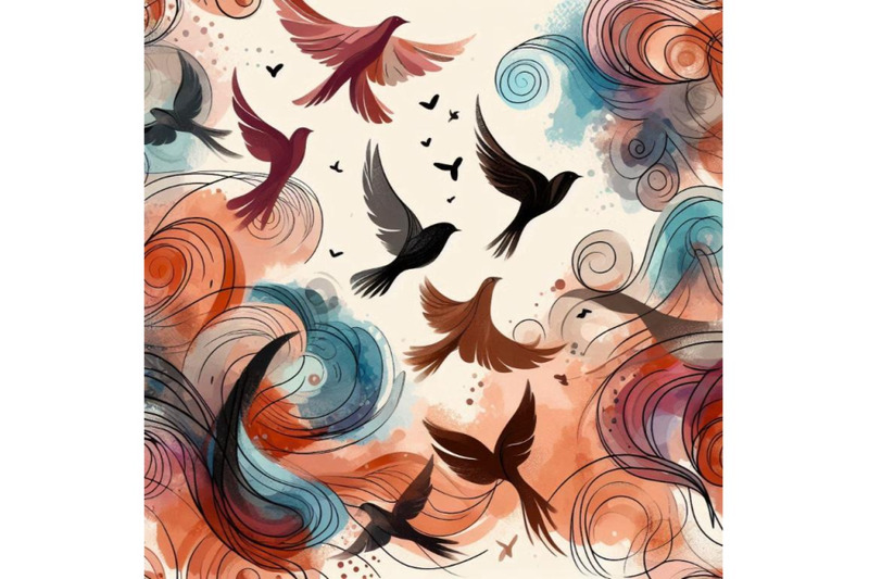 artistic-watercolor-background-flying-bird-silho