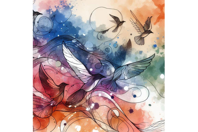 artistic-watercolor-background-flying-bird-silho