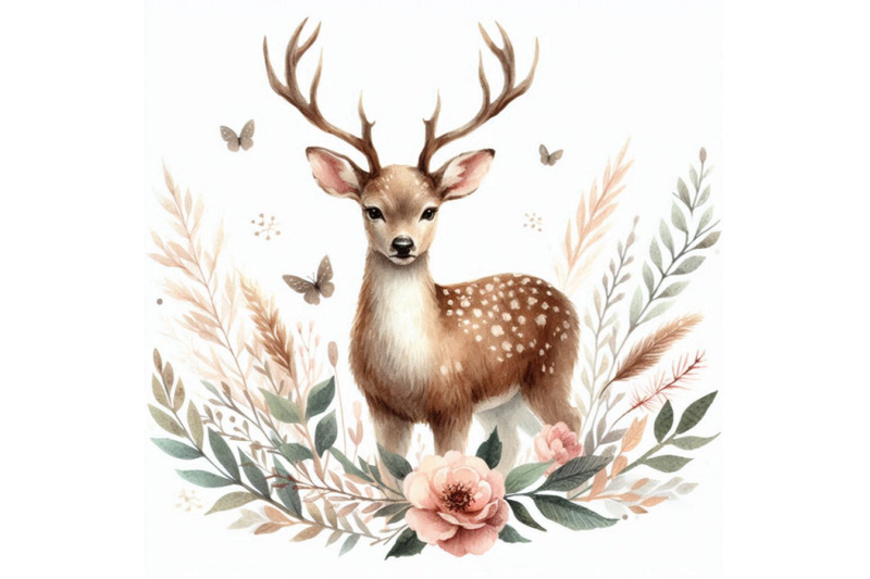 hand-painted-watercolor-deer-isolated-on-white-backgro