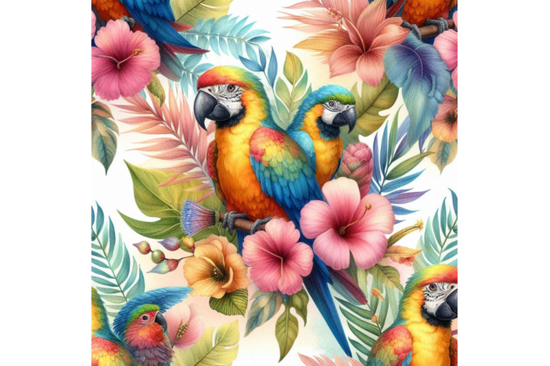 watercolor-parrots-with-tropical-flowers-seamless-patter