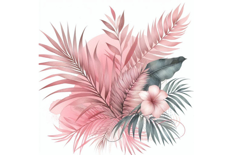 watercolour-pink-colored-and-graphic-palm-leaf-painting