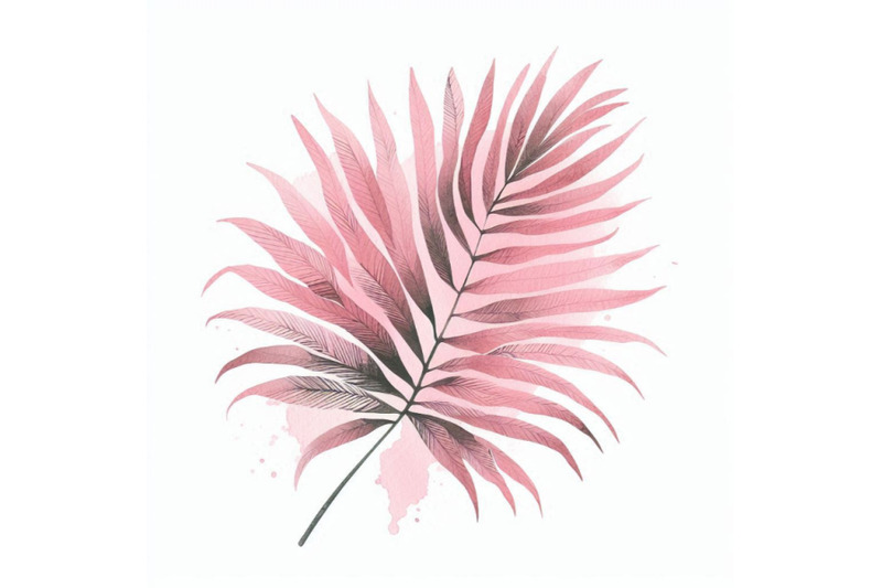 watercolour-pink-colored-and-graphic-palm-leaf-painting