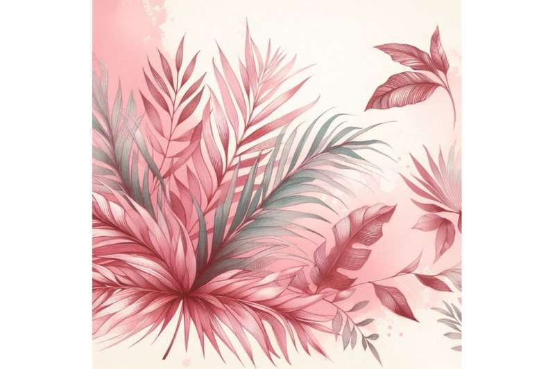 watercolour-pink-colored-and-graphic-palm-leaf-painting