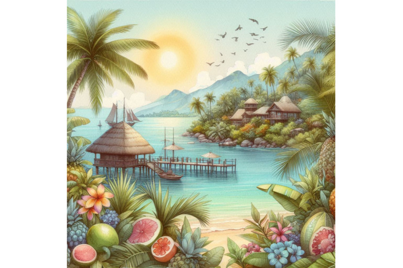 watercolor-exotic-summertime-background