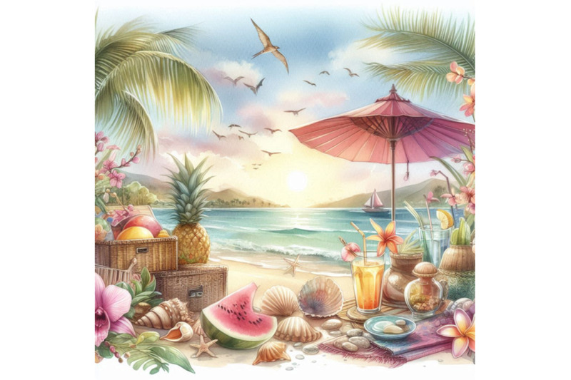 watercolor-exotic-summertime-background