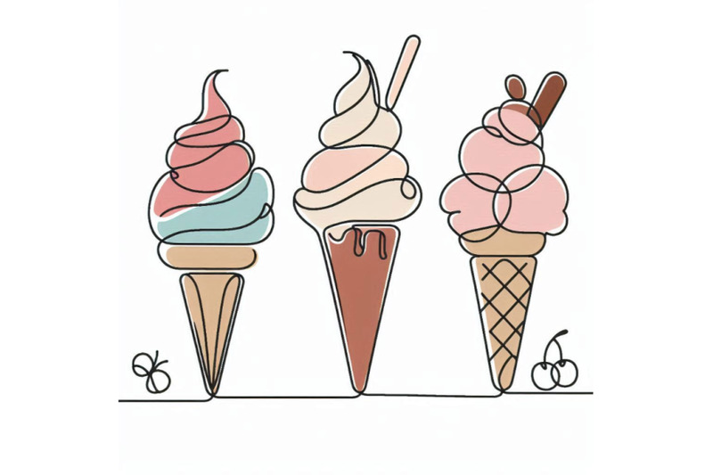 abstract-ice-cream-continuous-one-line-drawing-set-isola