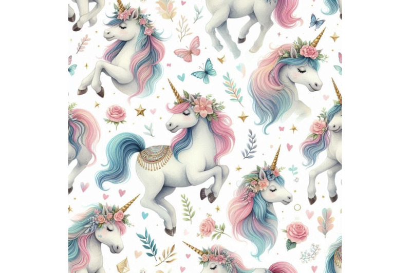 watercolor-unicorn-seamless-pattern