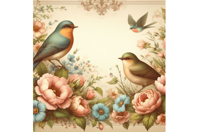 vintage-card-with-flowers-and-birds-spring-background