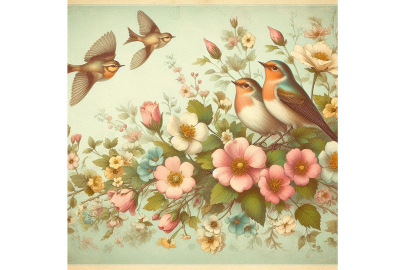 vintage-card-with-flowers-and-birds-spring-background