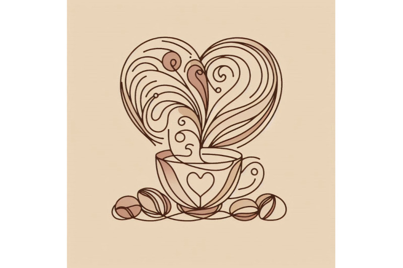 abstract-coffee-with-heart-drawing-coffee-beans-set-con