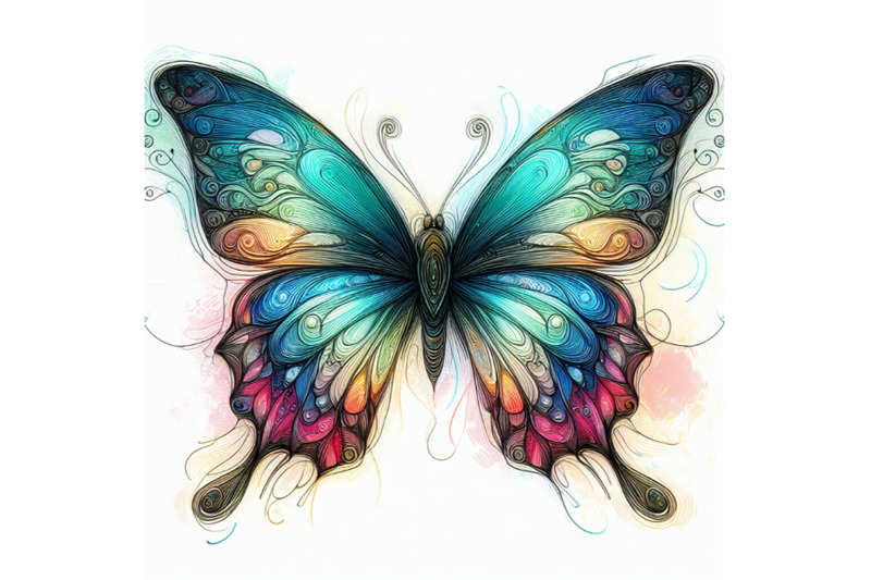 02-a-butterfly-line-art-and-pastel