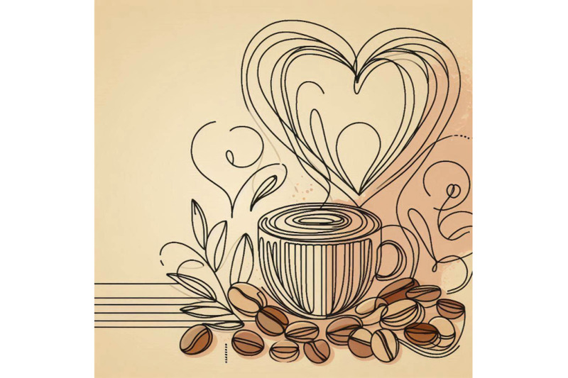 abstract-coffee-with-heart-drawing-coffee-beans-set-con