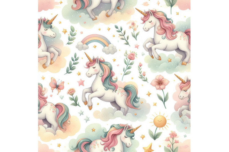 watercolor-unicorn-seamless-pattern