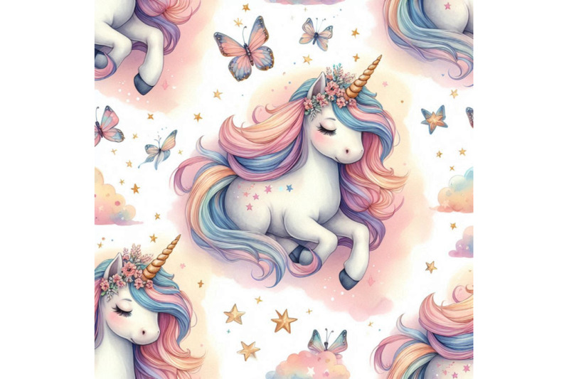 watercolor-unicorn-seamless-pattern