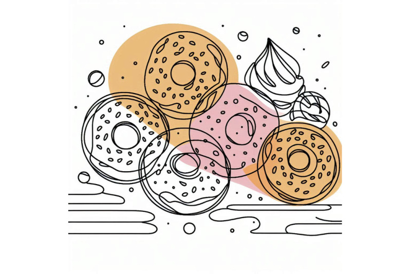 continuous-one-line-drawing-of-donuts-isolated-on-white