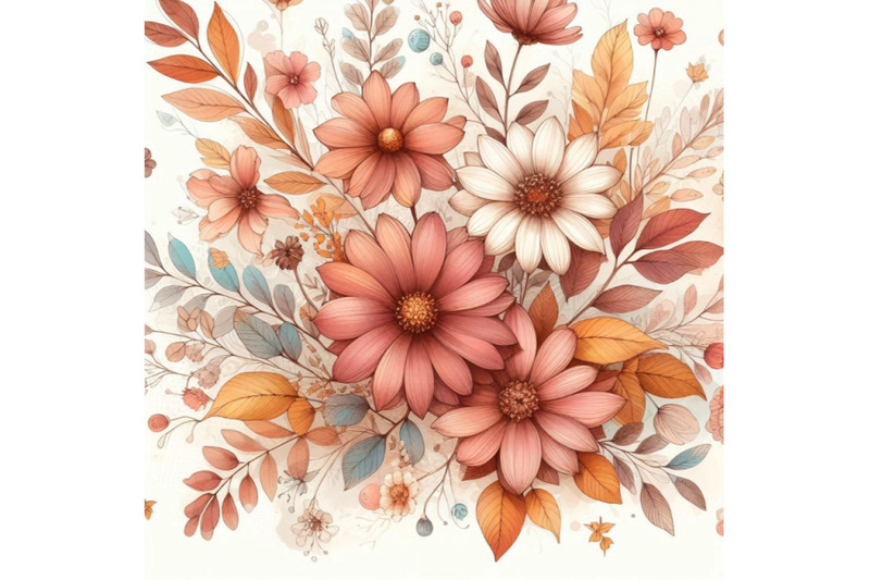 autumn-watercolor-flowers-on-doodle-background