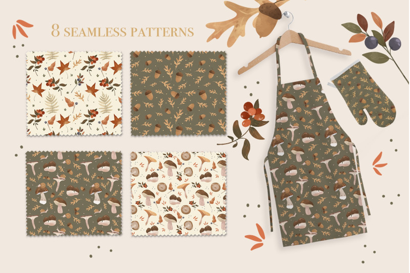 mushrooms-clipart-forest-seamless-pattern