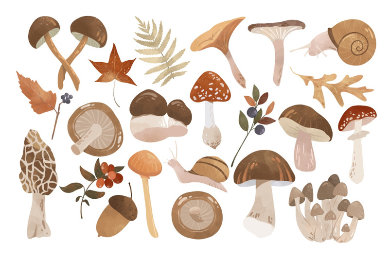 mushrooms-clipart-forest-seamless-pattern