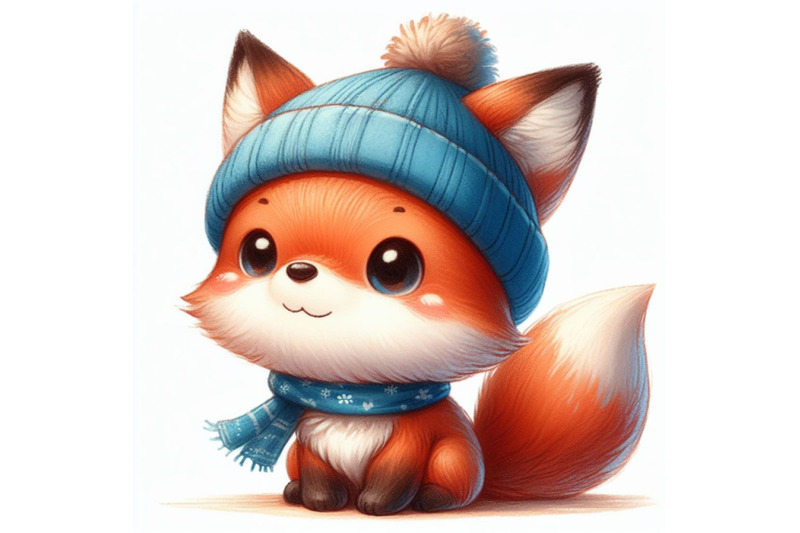 02-hand-drawn-cute-little-fox-in-blue-hat-c