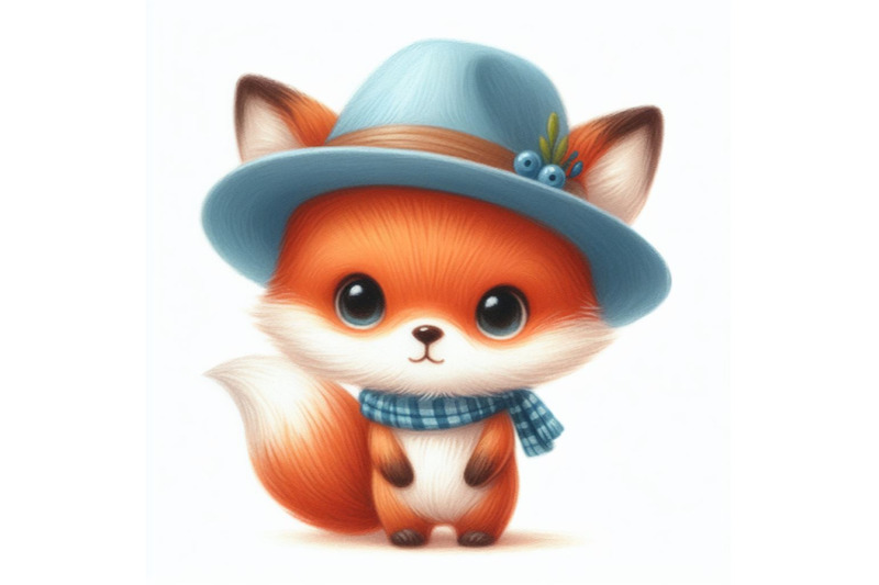 02-hand-drawn-cute-little-fox-in-blue-hat-c