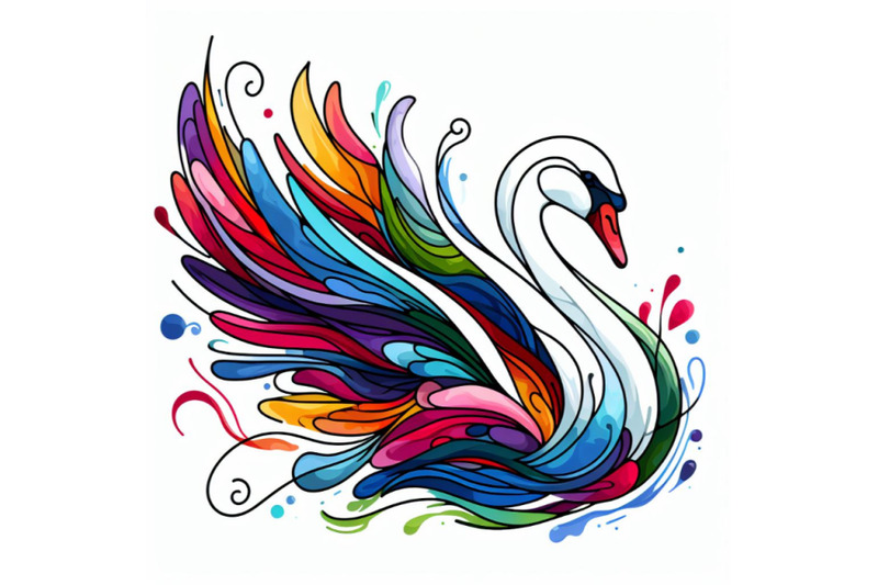 02-line-art-colorful-abstract-bird-swan-logo