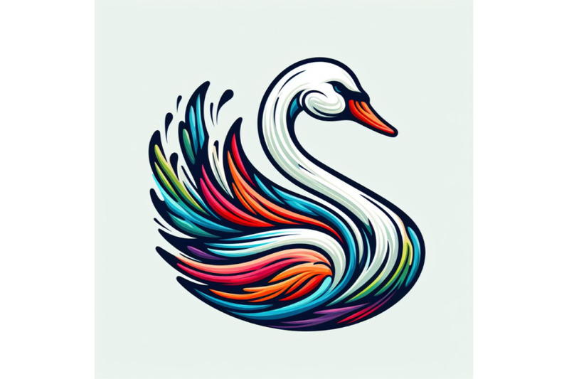 02-line-art-colorful-abstract-bird-swan-logo