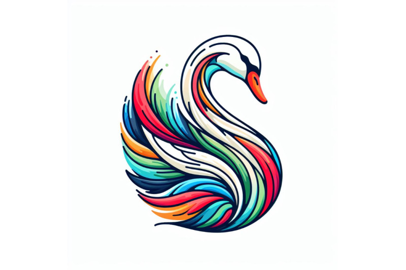 02-line-art-colorful-abstract-bird-swan-logo