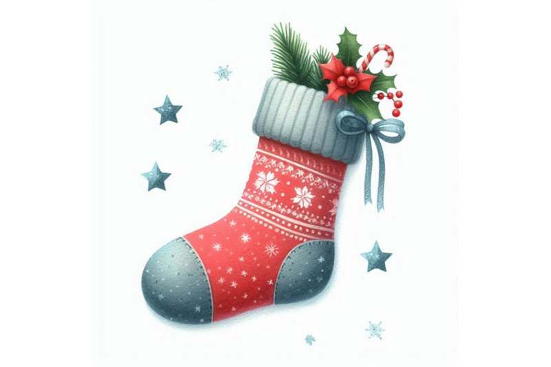 christmas-sock-in-watercolor