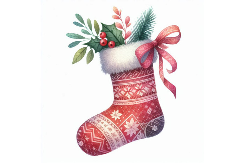 christmas-sock-in-watercolor