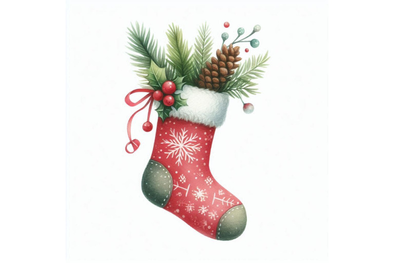 christmas-sock-in-watercolor