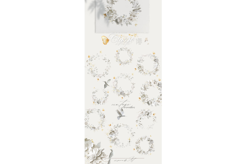 classic-white-floral-collection-vintage-bird