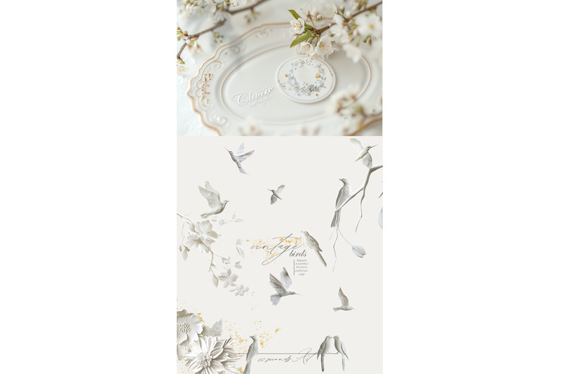 classic-white-floral-collection-vintage-bird