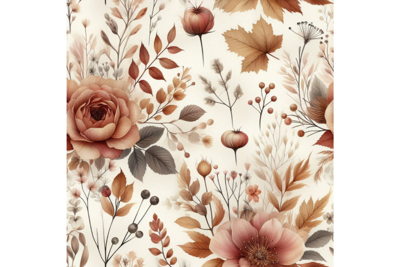 autumn-watercolor-floral-seamless-pattern