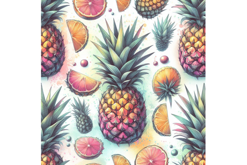 colorful-pineapple-with-watercolor-and-grunge-tex