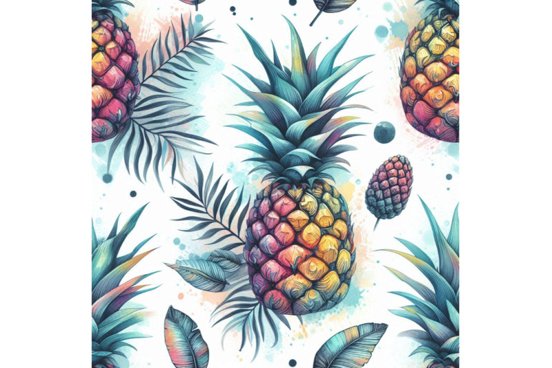 colorful-pineapple-with-watercolor-and-grunge-tex