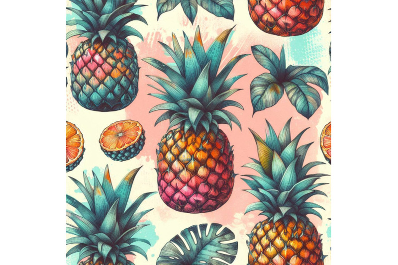 colorful-pineapple-with-watercolor-and-grunge-tex