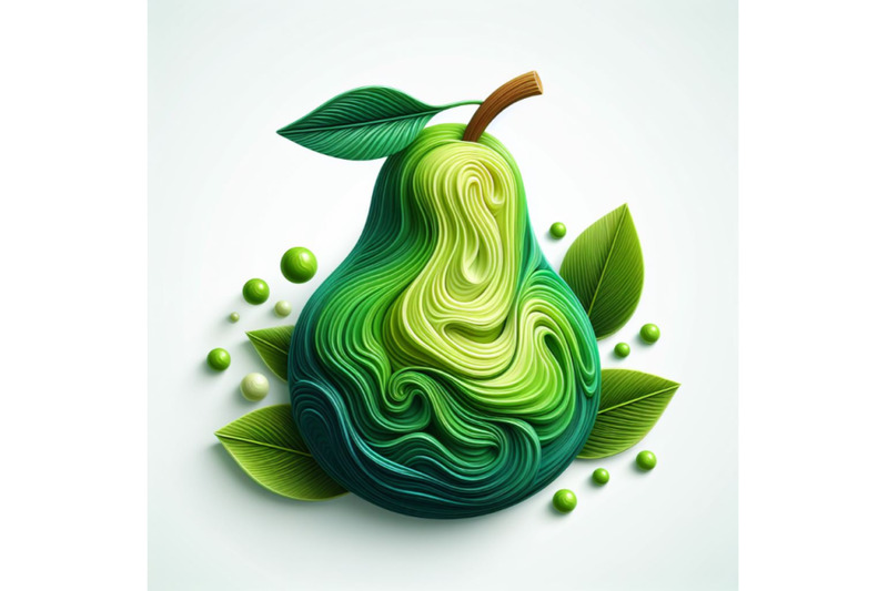 04-vector-paper-cut-green-pear-fruit-cut-sh